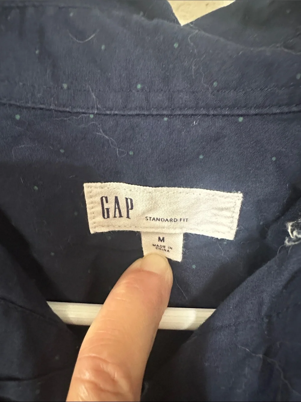 GAP Navy Shirt with Tiny Teal Dot Pattern